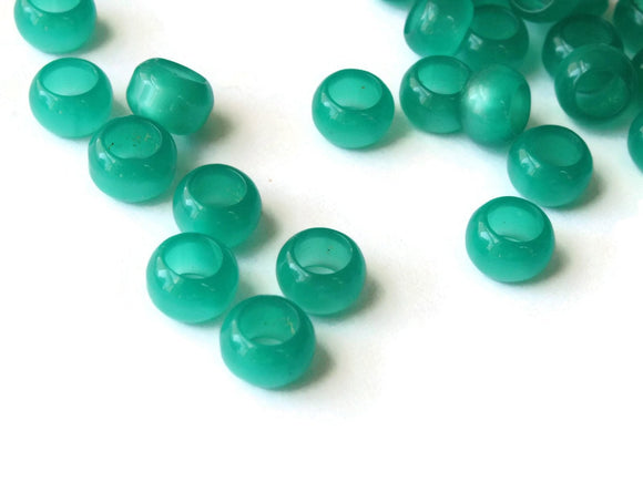 8mm Large Hole Beads Green Moon Glow Beads Rondelle Beads Vintage Moonglow Lucite Beads European Beads Jewelry Making Beading Supplies