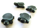 Green Turtles with Black Spiral Shell Turtle Charms Tortoise Links Beads Jewelry Making Beading Supplies Polymer Clay Beads Smileyboy