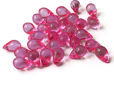 13mm Medium Pink Teardrops Side Drilled Drops Acrylic Beads Tear drop Beads Plastic Beads Pink Briolette Beads Jewelry Making Supplies