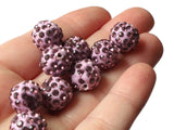 12mm Light Purple Rhinestone Beads Round Polymer Clay Sparkle Beads Shamballa Beads Pave Gumball Beads Jewelry Making and Beading Supplies