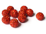 12mm Scarlet Red Rhinestone Beads Round Polymer Clay Sparkle Beads Shamballa Beads Pave Gumball Beads Jewelry Making and Beading Supplies