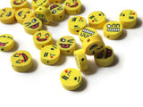 Yellow Emoji Beads Polymer Clay Smiley Face Beads Coin Beads Mixed Beads Disc Beads Yellow Face Beads
