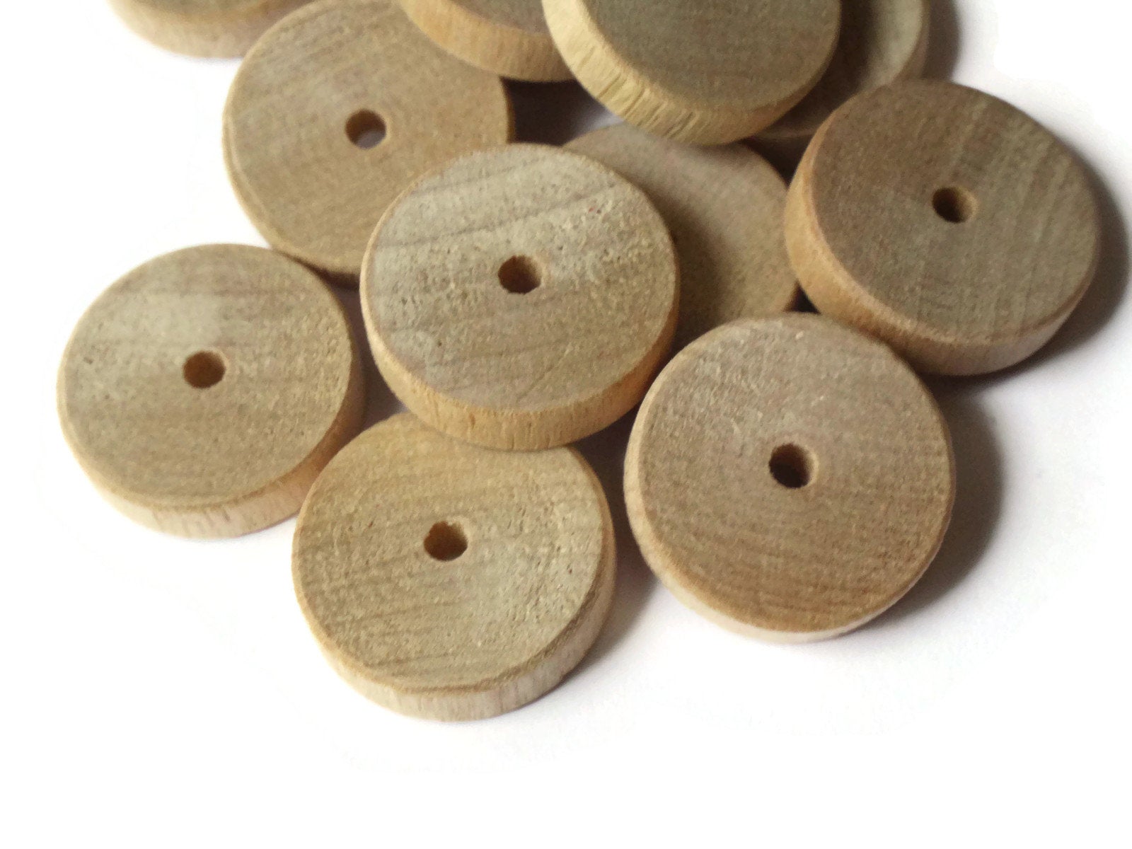 Large Natural Round Wood Beads, Wooden Saucer Disc Beads, Jewelry