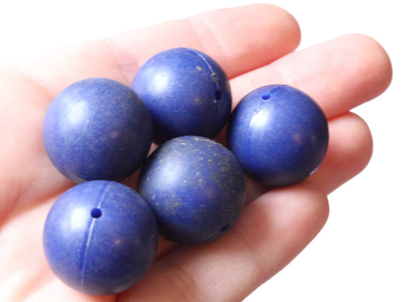 20mm Blue Beads Round Beads Vintage Plastic Beads New Old Stock Beads Ball Beads Loose Beads Blue Beads Large Plastic Beads
