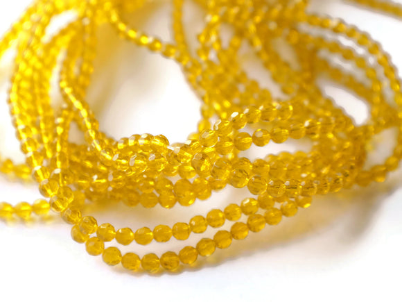 4mm Lemon Yellow Beads Faceted Round Beads Glass Beads Full Bead Strand about 80 beads Jewelry Making Beading Supplies