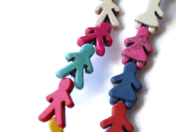 23mm Girl and Boy Mixed Color Dyed Howlite Beads Full Strand