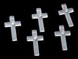 29mm Frosted White Plastic Cross with Swarovski Crystal Pendant or Charm Jewelry Making Beading Supplies Christian Charms Religious Pendants