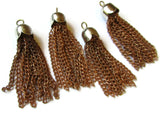 4 Copper and Steel Chain Tassels 1 1/2 inches 12 Strand Tassels