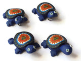 Blue Turtles with Sun on the Shell Turtle Charms Tortoise Links Beads Jewelry Making Beading Supplies Polymer Clay Turtle Beads Smileyboy