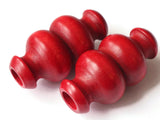 51mm Red Wood Decorative Tube Beads Vintage Wooden Macrame Beads