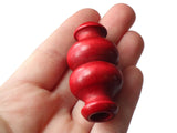 51mm Red Wood Decorative Tube Beads Vintage Wooden Macrame Beads