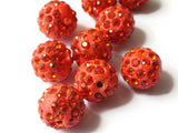 12mm Scarlet Red Rhinestone Beads Round Polymer Clay Sparkle Beads Shamballa Beads Pave Gumball Beads Jewelry Making and Beading Supplies