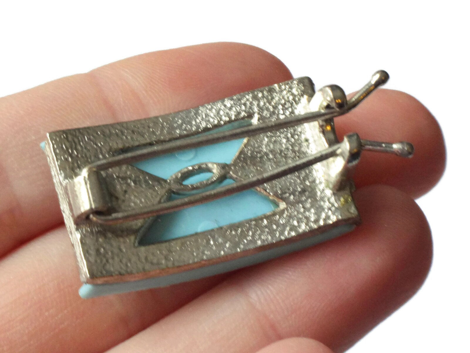 Vintage Blue and Silver Barrette Vintage 1950s or 1960s 