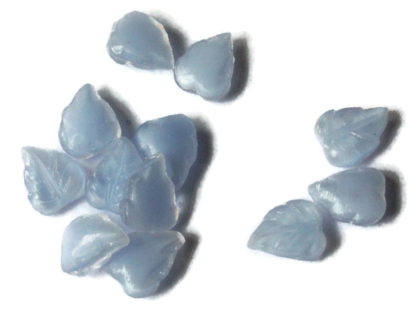 8mm x 6mm Blue Moonstone Leaf Cabochons Tiny Little Leaves Plant Cabs Miniature Leaf Tiles Vintage Czech Cabochons Jewelry Making