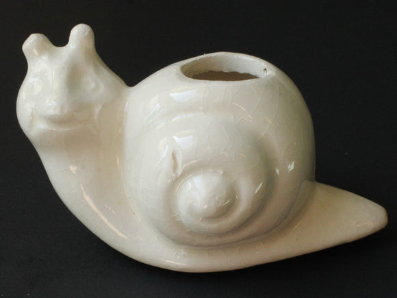 65mm Large White Snail Bead - Vintage Ceramic Macrame Bead bN1