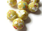 14mm Yellow Fabric Wrapped Beads Woven Beads Round Beads Ball Beads Yellow Flower Beads Multicolor Beads to String Jewelry Making
