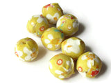 14mm Yellow Fabric Wrapped Beads Woven Beads Round Beads Ball Beads Yellow Flower Beads Multicolor Beads to String Jewelry Making