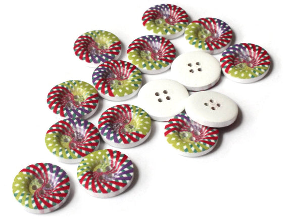 20mm Buttons Spiral Buttons Colorful Buttons Multicolor Buttons 4 Hole Buttons Wood Buttons Round Buttons Jewelry Making Sewing Supplies