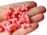  17mm Light Red or Pink Cross Beads Light Red Beads Red Crosses Jewelry making Beading Supplies Plastic Beads  Loose Acrylic Christian Beads