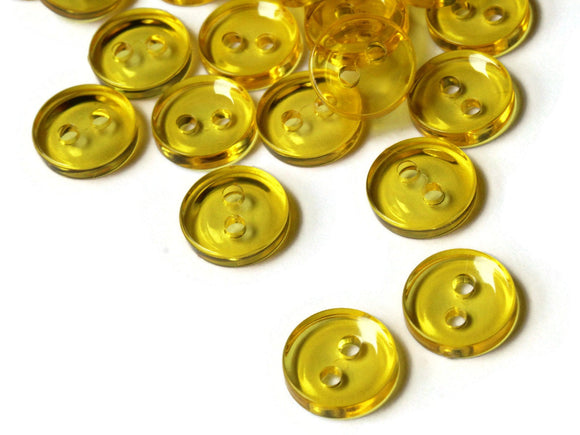 11mm Clear Dark Yellow Buttons Flat Round Plastic Two Hole Buttons Jewelry Making Beading Supplies Sewing Supplies