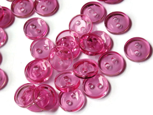 11mm Clear Dark Pink Buttons Flat Round Plastic Two Hole Buttons Jewelry Making Beading Supplies Sewing Supplies