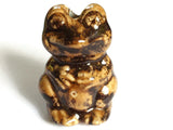 Large Brown Spotted Frog Bead Vintage Macrame Beads Ceramic Beads Porcelain Beads New Old Stock Jewelry Beading Supplies Large Hole Beads