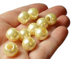 12mm Pale Yellow Large Hole Pearls Antique Ivory European Beads Plastic Pearl Beads Faux Pearl Beads Big Hole Beads Round Acrylic Beads