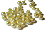 12mm Pale Yellow Large Hole Pearls Antique Ivory European Beads Plastic Pearl Beads Faux Pearl Beads Big Hole Beads Round Acrylic Beads