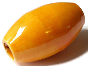61mm Yellow Orange Tube Bead Vintage Macrame Bead Ceramic Porcelain Beads New Old Stock Jewelry Making Beading Supplies Large Hole Beads