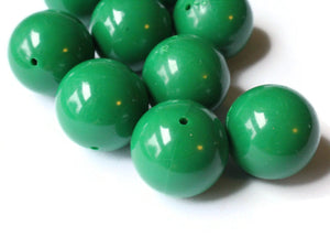 20mm Smooth Round Dark Green Beads Vintage Plastic Beads Jewelry Making Beading Supplies Acrylic Beads Lightweight Sturdy Beads