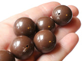 20mm Smooth Round Chocolate Brown Beads Vintage Plastic Beads Jewelry Making Beading Supplies Acrylic Beads Lightweight Sturdy Beads