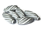 31mm x 12mm White and Silver Tube Beads Vintage Lucite Beads Vintage Plastic New Old Stock Oval Bead Jewelry Making Beading Supplies