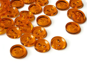 11mm Clear Orange Buttons Flat Round Plastic Two Hole Buttons Jewelry Making Beading Supplies Sewing Supplies