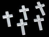 29mm Frosted White Plastic Cross with Swarovski Crystal Pendant or Charm Jewelry Making Beading Supplies Christian Charms Religious Pendants