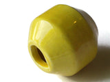 31mm Yellow Banded Round Bead Vintage Macrame Ceramic Porcelain Beads New Old Stock Jewelry Making Beading Supplies Large Hole Beads