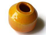 31mm Yellow Orange Banded Round Bead Vintage Macrame Ceramic Porcelain Beads New Old Stock Jewelry Making Beading Supplies Large Hole Beads