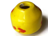 31mm Yellow with Red Spots Banded Round Bead Vintage Macrame Ceramic Porcelain Beads Jewelry Making Beading Supplies Large Hole Beads