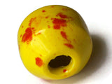 31mm Yellow with Red Spots Banded Round Bead Vintage Macrame Ceramic Porcelain Beads Jewelry Making Beading Supplies Large Hole Beads