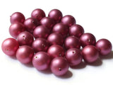 25 14mm Maroon Purple Faux Pearl Beads Vintage New Old Stock Bead Plastic Pearls Acrylic Pearls Made in USA
