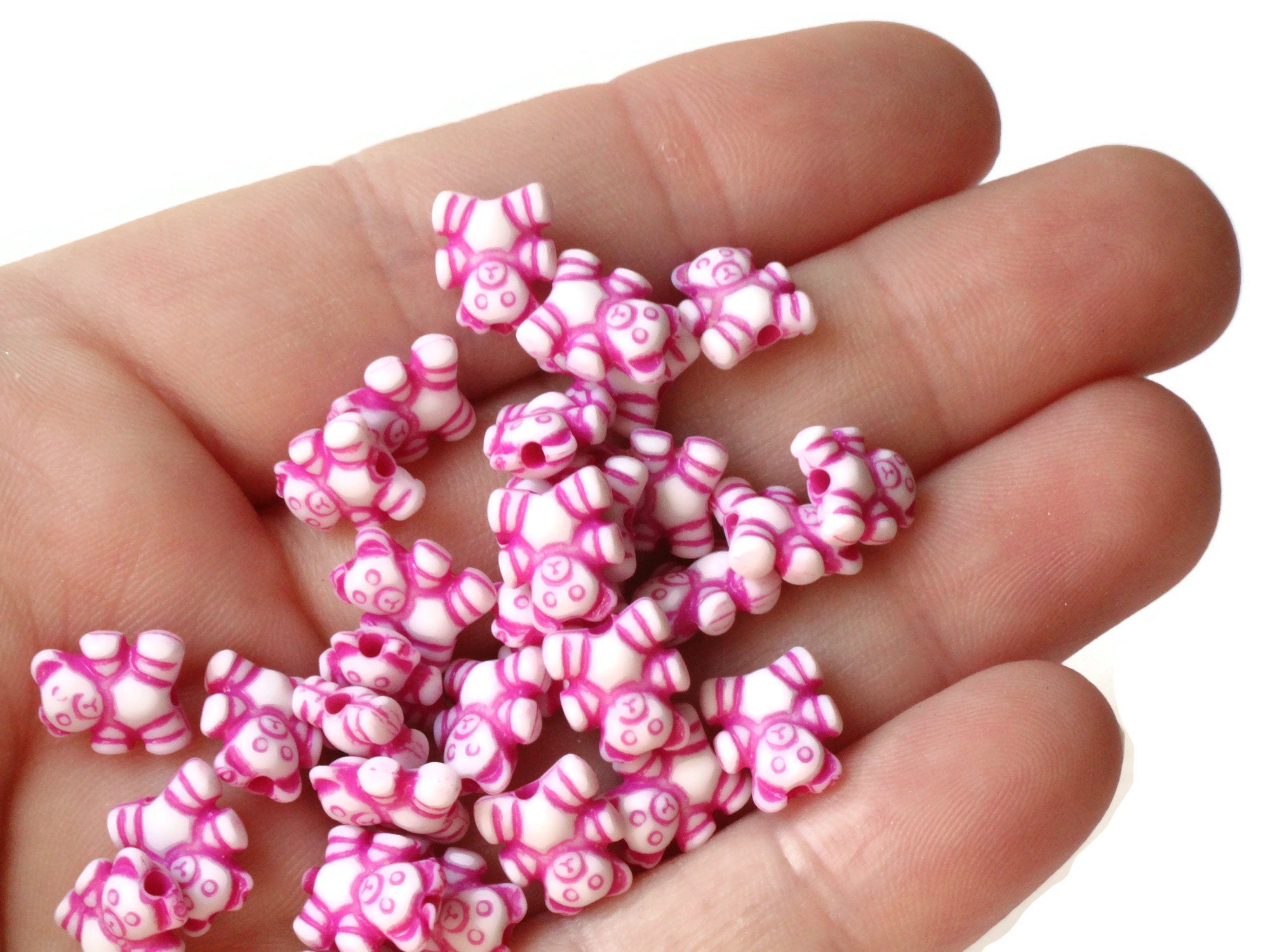 100 9mm Magenta Pink Teddy Bear Beads Plastic Animal Beads Small Cute Toy Beads Kawaii Beads by Smileyboy | Michaels