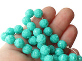 44 8mm Turquoise Blue Pressed Rose Beads Full Strand Vintage Pressed Plastic Beads Round Floral Beads Jewelry Making Beading Supplies