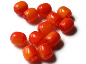 12mm x 10mm Red and Orange Vintage Lucite Barrel Beads Two Tone Plastic New Old Stock Loose Beads Jewelry Making Beading Supplies