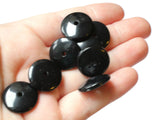 18mm Jet Black Disc Beads, Vintage Plastic Beads, Saucer Beads Flat Disc Beads Loose Beads Round Beads Jewelry Making Beading Supplies