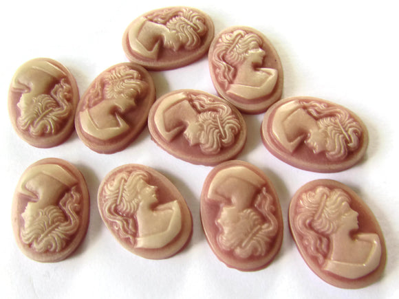 18mm x 13mm Dusty Rose Cameo Cabochons Resin Greek Cameo Womans Face Cameo Cabs 18mm x 13mm