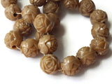 8mm Light Brown Pressed Rose Beads Full Strand Vintage Pressed Plastic Beads Jewelry Making Beading Supplies Smileyboy
