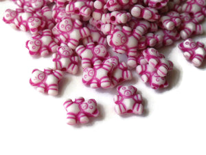 Magenta Pink Beads Teddy Bear Beads Plastic Beads Animal Beads Small Beads Toy Beads Cute Beads Kawaii Beads Jewelry Making
