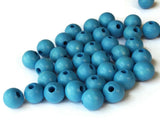 10mm Round Sky Blue Wood Beads Wooden Macrame Beads Vintage New Old Stock Ball Beads Jewelry Making Beading Supplies Cyan Blue Beads