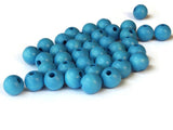 10mm Round Sky Blue Wood Beads Wooden Macrame Beads Vintage New Old Stock Ball Beads Jewelry Making Beading Supplies Cyan Blue Beads