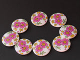 30mm Buttons Pink Flower Buttons Big White Buttons Two Hole Buttons Huge Buttons Large Buttons Floral Buttons
