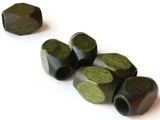 25mm x 16mm Dark Green Large Hole Wood Beads Vintage Macrame Beads Wooden Beads Rectangle Beads Cube Beads Faceted Beads Jewelry Making